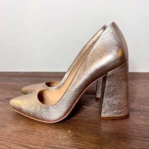 Vince Camuto Gold Block Heel Pumps